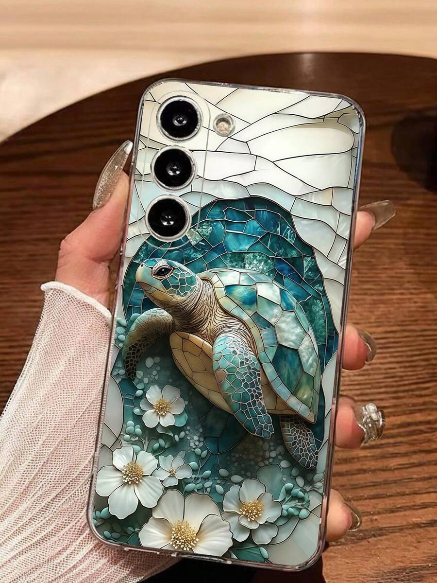 1个孵化蓝海龟与花朵图案软壳手机壳,兼容华为荣耀、Galaxy A04e/12/A13/A14/A34/A50/A52/A53/A54/S21/S22/S23/S24/S25/S25Ultra/S25FE/S26/S26 Plus/S26 Ultra/S26 Edge、6A/7A/8A、12T/13T/15T/15T Pro(国际版) - 無色 - 查看 1