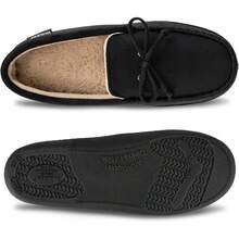 Isotoner Men's Slip-On Indoor/Outdoor Microsuede Foam Comfort Moccasin Slippers - Black - View 6