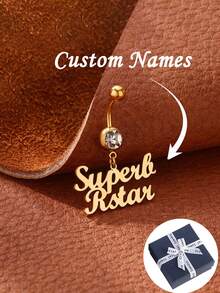 Customizable Stainless Steel Navel Ring For Women, Summer Jewelry, Women's Belly Button Ring, Women's Beach Accessories, Sexy Navel Piercing Accessory, Mother's Day Gift - Gold - View 2