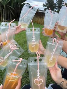 Personalized Drink Bags With Straws, Bridesmaid Party Gifts, Creative For Pool, Beach, Bridal Party - Multicolor - View 7