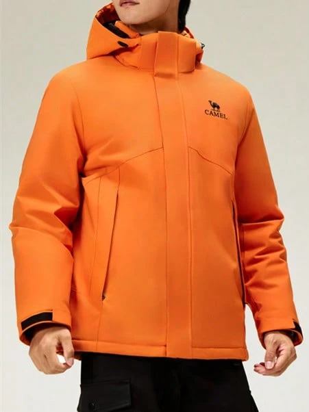 CAMEL CROWN Áo khoác trượt tuyết nữ chống thấm nước, ấm áp, có lớp lót lông cừu và mũ trùm đầu, trang phục trượt tuyết mùa đông. - Oxit cam - Xem 1