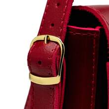 Stylish Women's Baguette Shoulder Bag With Front Detail - 紅色 - 查看 5