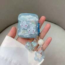 2-In-1 Star Design Earphone Case & Strap Set, Compatible With AirPods 1/2/3/4, Pro/2 Pro/3, Thick TPU Material UV Printing, Summer Essential Gift - Baby Blue - View 5