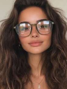 1副男女通用TR90超轻柔软个性化铆钉时尚无度数眼镜 - 橄欖綠 - 查看 1