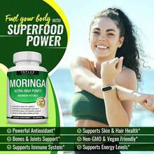 Moringa Capsules 1200mg |   Moringa Oleifera Leaf Superfood Supplement |   Antioxidant Green Superfood For Daily Wellness & Immune Support |   Vegan Non-GMO |   90 Capsules - 1 bottle - 查看 5