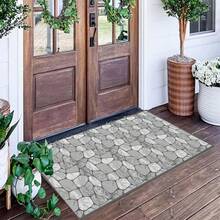 1 Piece Stone Pattern Printed Outdoor Rug, Rustic Style Stone Print Mat, Outdoor Carpet, Patio Rug, Balcony Mat, Garden Mat, RV Carpet, Camping Rug, Beach Rug, Sunroom Carpet - Premium - View 10