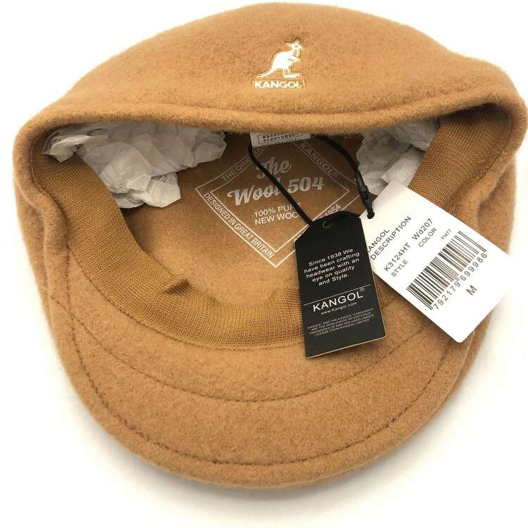 KANGOL Kangaroo Brand Baseball Cap Model 504 With Embroidered Logo Made Of Wool Fedora Hat, Fashionable And Versatile Accessory. TAR7 - 灰色黑標(長方形鋼印) - 查看 4