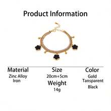1pc Luxury Glamorous Radiant Summer Vacation Style Black Sweet Lucky 5 Pendant Multilayer Anklet For Women - Black - View 5