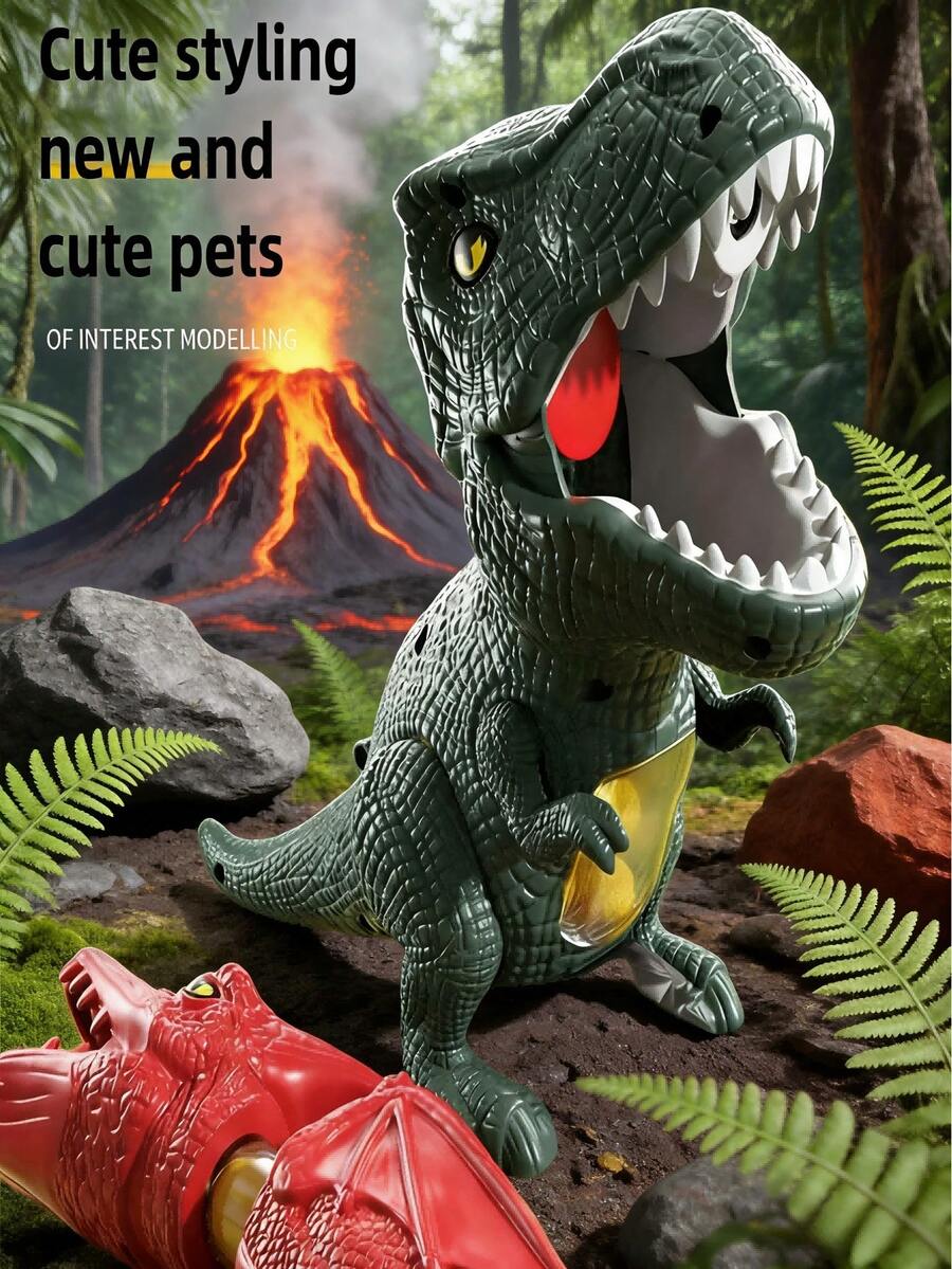 لعبة ديناصور إلكترونية للرماية - نظام تسجيل إلكتروني، ديناصور يتحرك ذاتيًا، مؤثرات صوتية ورذاذ ضباب عند الإصابة، بندقية رصاصة ناعمة هوائية، مناسبة للأطفال من 6 إلى 12 سنة، لعبة منافسة ممتعة للحدائق والأماكن الداخلية والخارجية، لعبة تفاعلية بين الوالدين والأطفال، مناسبة للأولاد والبنات (لون البندقية: أحمر أو أزرق، التسليم عشوائي، 3 أنماط متضمنة: بدون تسجيل/تسجيل/تسجيل مع رذاذ ذاتي الحركة)