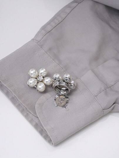 Bộ 1/2/4 nút pha lê hình hoa ngọc trai 23mm, bộ nút pha lê dành cho nữ, bộ nút cài có thể tháo rời, nút trang trí pha lê, kèm kìm, thích hợp cho váy, vest, áo sơ mi và các phụ kiện khác, màu xám than.