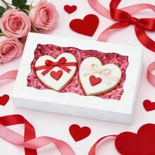 Hộp quà kích thước 7" x 4 3/8" x 1 1/2" inch, hộp bánh ngọt có cửa sổ, hộp đựng dâu tây bọc sô cô la cho Giáng sinh, Lễ tình nhân, Ngày của Mẹ - Màu trắng - trắng - Xem 2