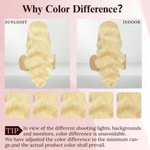 13x4蕾丝前假发，真人前额发丝，波浪卷蕾丝前额，预先拔毛，漂白发结，自然发际线，预先拔毛，200密度高清蕾丝前额，613号金色混合发色，易于佩戴，适合女性日常、派对、婚礼等场合，28英寸 - S613 - 查看 11