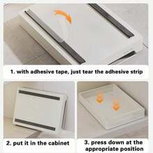 1pc Pull-Out Cabinet Organizer, White Varnished Metal, Large Capacity Single Tier Storage Drawer Rack, Easy Installation, Ideal For Kitchen, Living Room, Bathroom Home Organization - White - View 11