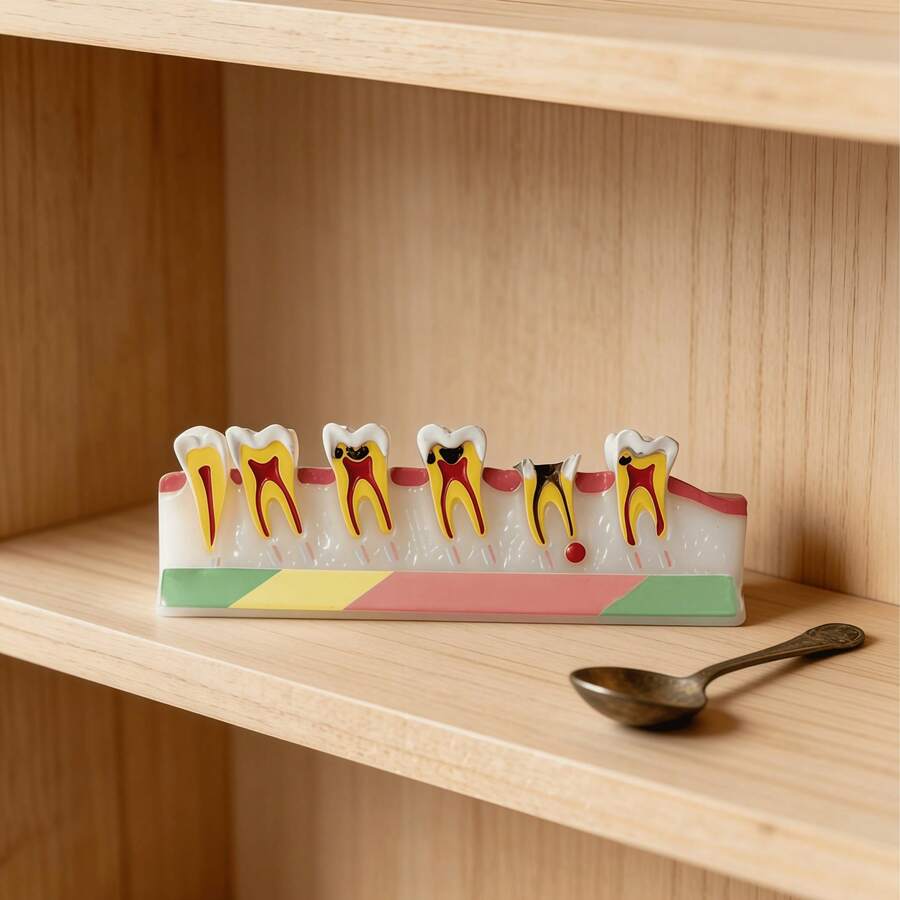 Dental Caries Progression Model, Including Normal, Superficial, Moderate, Severe, Residual Root, And Inherited Tooth Stages, Detailed Visualization Of Dental Disease Development For Oral Health Education, Dental Clinic Decoration, Patient Explanation, And Home Learning, Unique Dental Health Learning Decoration Suitable For Dental Clinics, Home Learning, And Science Teaching - A - View 1