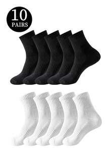 1 Pair/5 Pairs/6 Pairs/10 Pairs/20 Pairs Women's Casual Loop Mid-Calf Socks, Minimalist Comfortable Daily Wear, Unisex Long Socks - Multicolor - View 11
