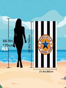 1pc Extra Large 150x200CM Newcastle St James' Park Black And White Striped Pattern Beach Towel/Blanket, Multiple Sizes Available, Quick-Dry Soft Portable Sand-Proof Super Absorbent Microfiber. Football Fan Casual Yoga Picnic, UV Protection; Suitable For Beach, Swimming Pool And Outdoor Activities, Travel Essential, Camping, Yoga, Gym, Sports, Swimming, Suitable For Men And Women. - Black and White Stripes - View 13