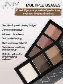 unny club 哑光眉粉，眼影盘，轻盈顺滑质地，持久防水防汗，带镜子，自然渐变，修容眉粉盘 - 01咖啡棕 - 查看 10