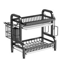 Dish Drainer, 2-Tier Dish Rack, Stainless Steel Dish Drainer With Drip Tray, Kitchen Countertop Rack With Removable Cutlery Holder - Black - View 8