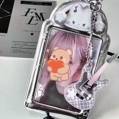 INS Cute Cat & Rabbit Card Holder, PVC Fan-Shaped Small Card Display Organizer
