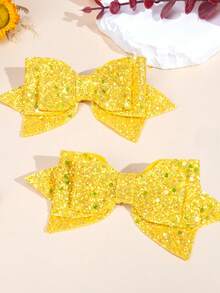 2/10pcs 3-Layer Shiny Hair Clips, Includes Bow Hair Clips, Top Clips, Princess Style Hair Flowers, Bangs Clips - Multicolor - View 16