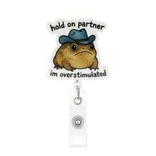 TONAVIETO Funny Cute Frog Nurse Badge Reel Hold On Partner I'm Overstimulated ID Badge Holder Retractable Clip Nursing CNA RN Pediatric Medical Badge Reel Accessories - one-size - View 1