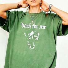 2026 Tops For Women Plus Size - Plus Size - Women's Bark For Me Comfortable T-Shirt| Retro Fun Barking Dog Design, Fashionable Street Style, Elegant - 綠色 - 查看 3