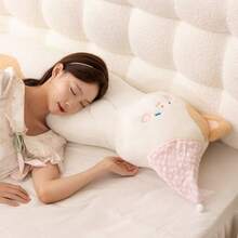 卡通大動物長毛絨枕頭附帽子，可愛粉紅豬、熊、三花貓，睡眠枕、床枕，臥室宿舍枕頭，生日禮物，居家客廳臥室靠墊 - 長條抱枕 - 查看 3