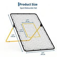 TEQIN Adjustable 7x4ft Volleyball Rebounder Net, Portable Bounce Back Net With 5 Adjustable Angles For Backyard, Indoor & Outdoor Practice, Sturdy Multi-Sport Return Trainer For Volleyball, Baseball, Softba - Yellow - View 6