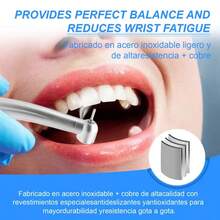Kit de Pieza de Mano Dental High Speed Madeshow, Turbina con Luz LED Integral, Acero Inoxidable Desmontable, Equipo Odontológico para Clínica y Uso Profesional - Plateado - Ver 6