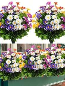 1/5束抗紫外线人造雏菊,防水户外仿真塑料花,适用于豪华庭院、花园、露台、门廊、前门、阳台、窗台花盆、家居、酒店、办公室、婚礼和派对装饰 - 彩色 - 查看 7