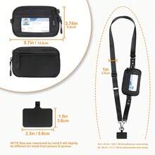 1 pieza Correa de teléfono ajustable y multifuncional, adecuada para diversos estuches de teléfono, tarjetas de identificación, tarjetas de crédito, pases, mochilas, hecha de material de nailon minimalista, unisex - Negro - Ver 3