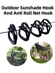 100 piezas de ganchos reutilizables negros de plástico para red de sombra para camping y refugio solar al aire libre - Negro - Ver 6