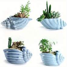 Maceta de cerámica azul encantadora - Ideal para cultivar suculentas y cactus, adecuada para uso en interiores y exteriores, con orificio de drenaje, diseño ligero y duradero, excelente para decoración del hogar, oficina y jardín, regalo para jardinería - multicolor - Ver 2