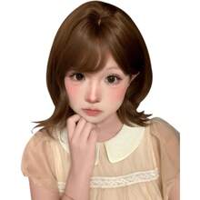 Synthetic Woven Wigs - Caramel Warm Brown + Care Set - View 6