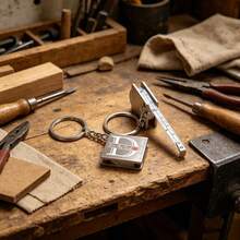 定制金属卷尺，刻字刻度，方形钢尺，钥匙扣，创意工业精密不锈钢伸缩尺，带钥匙扣 - 精度0.01英寸，可选长度1米/39.37英寸、1.2米/47.24英寸、1.5米/59.1英寸。实用工具，易于使用，适用于工程师、技术人员、木匠和专业人士。送给父亲或男友的完美礼物。 - 銀色 - 查看 5