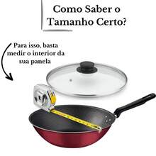 Kit 4 Tampas 10, 14, 18 e 22cm de Vidro Resistente Panelas e Frigideiras Puxador Plástico ou Madeira - Preto - Visão 4