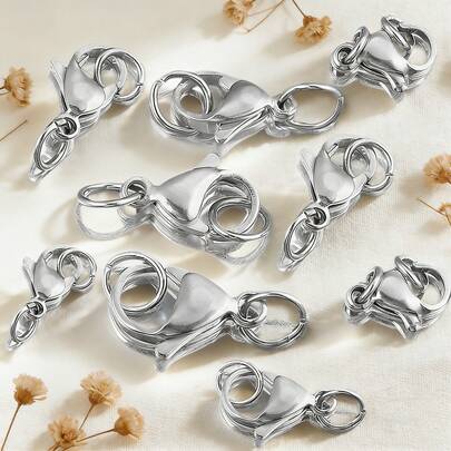 20Pcs 304 Stainless Steel Gold & Silver Lobster Clasps With Jump Rings, Trigger Clasps For DIY Jewelry Making, Suitable For Bracelet, Necklace, Keychain Craft