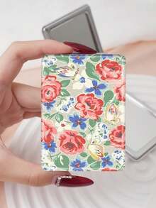 1PC Pastoral British Style Floral Series Makeup Mirror, Foldable, Lightweight, Ultra-Thin, Convenient, Durable PU Leather, Suitable For Various Occasions, Travel, Parties, Work, School, Suitable For All Ages, Universal - Multicolor - View 18