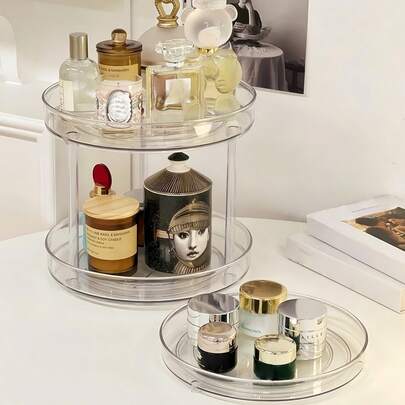 1 hộp đựng đồ dùng nhà tắm xoay 360 độ, hộp đựng mỹ phẩm, hộp đựng đồ chăm sóc da cho phòng tắm, hộp và giá đựng mỹ phẩm
