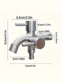 重型不锈钢双出水口水龙头，现代双把手灌溉水龙头，现代双把手设计，双出水口，冷热水独立控制，可连接水管 - 黑色 - 查看 4