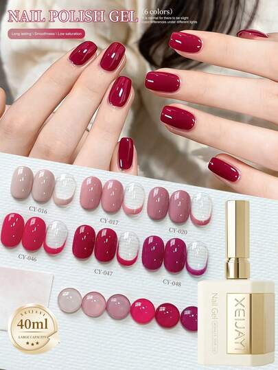 6 Bottles 40ml Rose Mist Nail Polish Gel, Semi-Permanent Nail Gel, Removable UV LED Nail Gel, Nail Art Supplies, DIY Nail Decoration, Home Salon Gift For Women