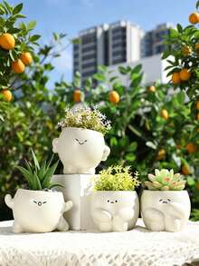 1 Peça Vaso de Plantas Suculentas Fofo e Cartoon, Vasos de Flores para Plantas Internas - Perfeito para Decoração Doméstica, Escrivaninha de Escritório e Presente. Adicione esses vasos de plantas adoráveis ao seu espaço, para amantes de suculentas e entusiastas de decoração doméstica (Sem furos na parte inferior; faça os seus próprios se necessário.) - Multicolorido - Visão 12