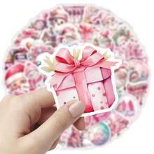 50 miếng dán trang trí Giáng sinh hình ông già Noel màu hồng, thích hợp để dán lên xe đạp, sổ tay, hộp bút chì. - 50 CÁI - Xem 7