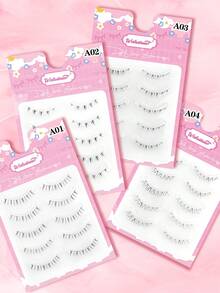 Waloshow 5 Cặp Lông Mi Giả Hoạt Hình Mềm Mại & Mịn Màng, Thân Đen Siêu Mịn, Vẻ Ngoài Mỏng Mượt Tự Nhiên, Nhẹ & Thân Thiện Với Da, Có Thể Tái Sử Dụng - màu đen - Xem 3
