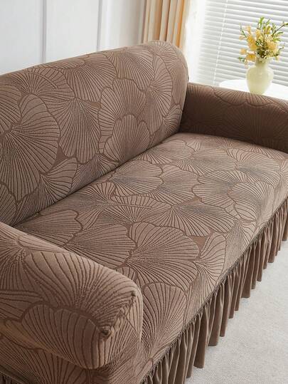 1 bộ bọc ghế sofa co giãn, họa tiết lá jacquard, xếp ly, chống bụi và bẩn, bảo vệ toàn bộ ghế sofa, trang trí nhà cửa, có thể giặt máy, không bao gồm vỏ gối.