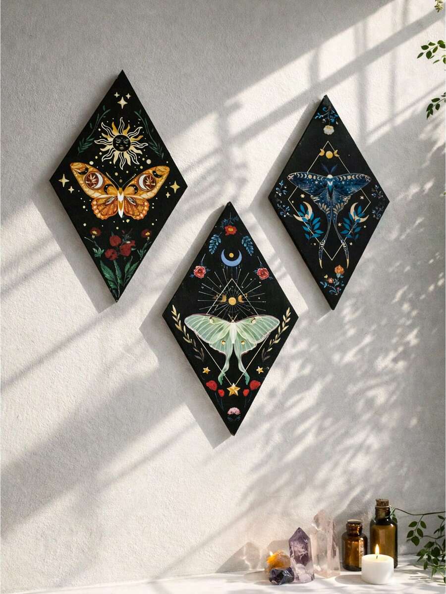 1 pieza Decoración de pared bohemia con luna, estrella, fase solar, forma de serpiente, arte de pared de madera minimalista gótico colgante, adecuado para decoración del hogar, dormitorio, sala de estar, baño rústico, decoración de pared bohemia
