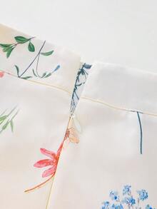 女士复古碎花中长裙：完美夏日裙装，散发迷人魅力，高腰A字中长裙，乡村风格 - 杏色 - 查看 6