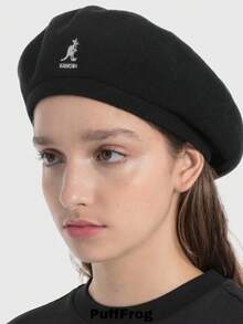 Kangol Hats From South Korea - Kangaroo Beanie, Beret For Winter, Woolen Warm Hat, Korean Version Beanie For Women, Artist Hat E6TX - Màu xám đen - Xem 8