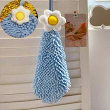 Toalla de mano con diseño de flor adorable, toalla de mano colgante de chenilla gruesa para la cocina, absorbente y que no suelta pelusa, paño de limpieza para niños, toalla de chenilla gruesa y absorbente de secado rápido para uso múltiple en cocina y baño, con gran capacidad de absorción y que no suelta pelusa - Multicolor - Ver 15