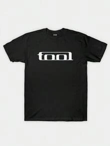 Valentine's Day Tool Band Graphic Print T-Shirt, Casual Crew Neck Short Sleeve Tee, Rock Band Logo Pattern Top, Streetwear For Men, Summer Party Outfit, Summer Party Outfit,Black Tees - màu đen - Xem 1
